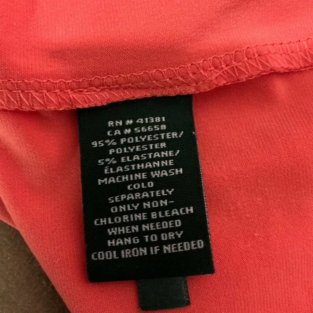 Lauren Ralph Lauren Coral Mock Neck Overlay Ruched Midi Dress Size 6 Cocktail